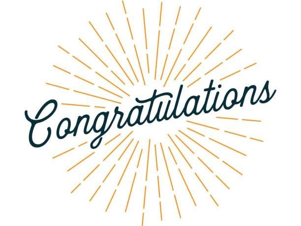 The words congratulations in an outlined gold circle
