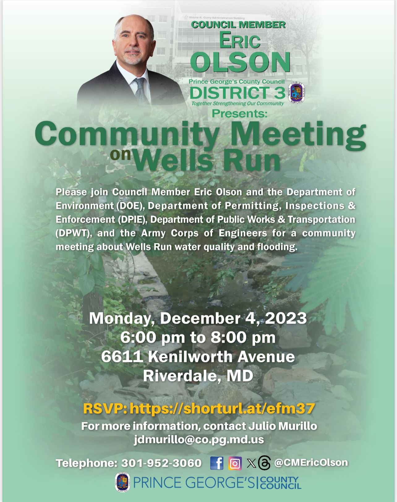 Flyer with picture of District 3 Council Member Eric Olson