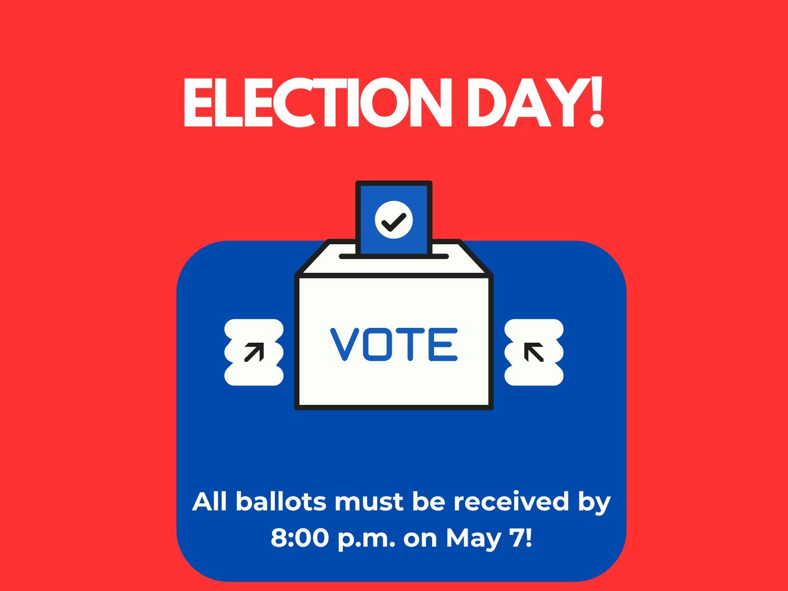 picture of blue voting box on red background with white lettering