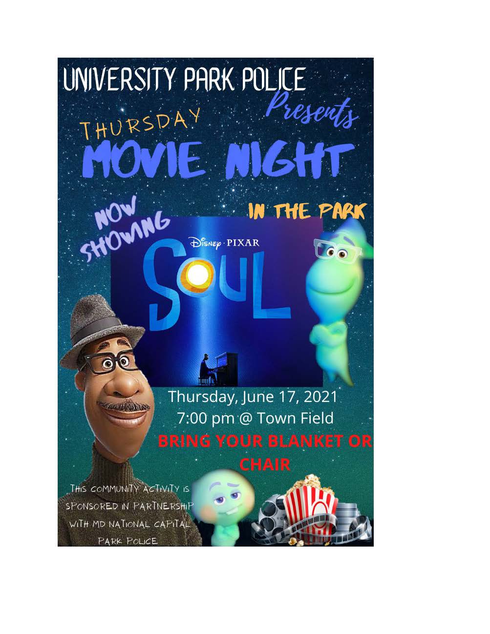 UPPD Flyer showing Disney's film Soul